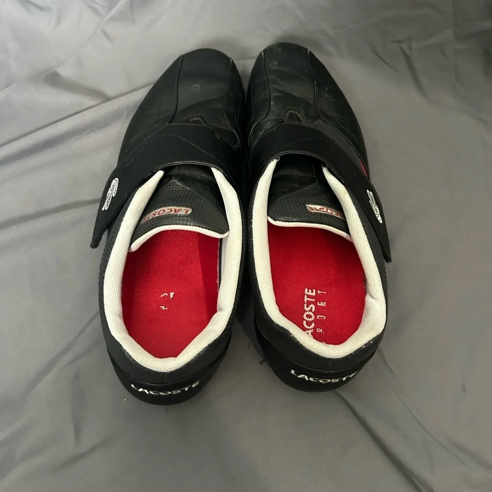 Lacoste Protect CRT low-top sneaker black red leather velcro closure Size 11.5 - Picture 6 of 10